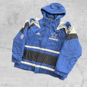 Dallas Cowboys 90s APEX puffer STARS jacket JERRY L blue white NFL Pro Line VTG